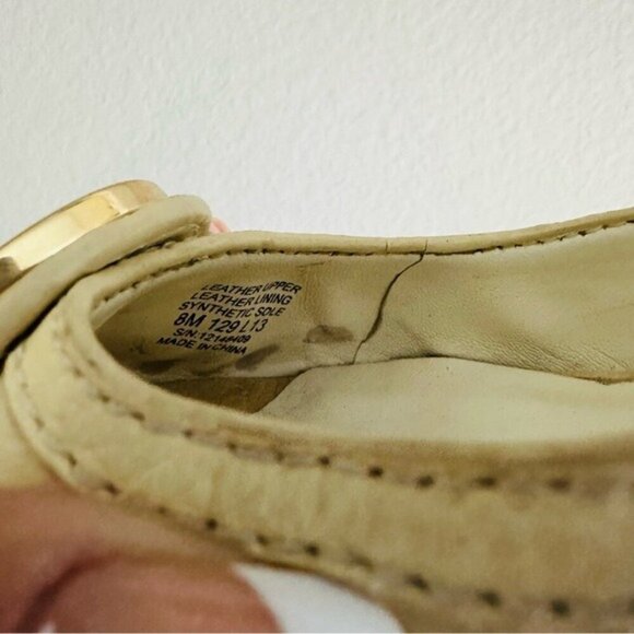 Tory Burch Off White Leather Logo Embellished Wedge Pumps Size 8 - Picture 12 of 12